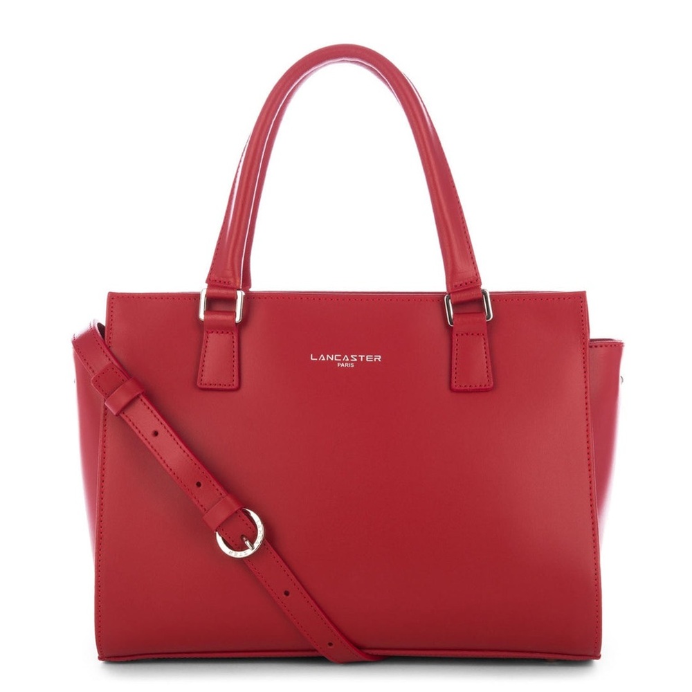 MADE IN FRANCE Lancaster M Bag Adele red satchel crossbody strap saffiano $229 - Picture 2 of 16